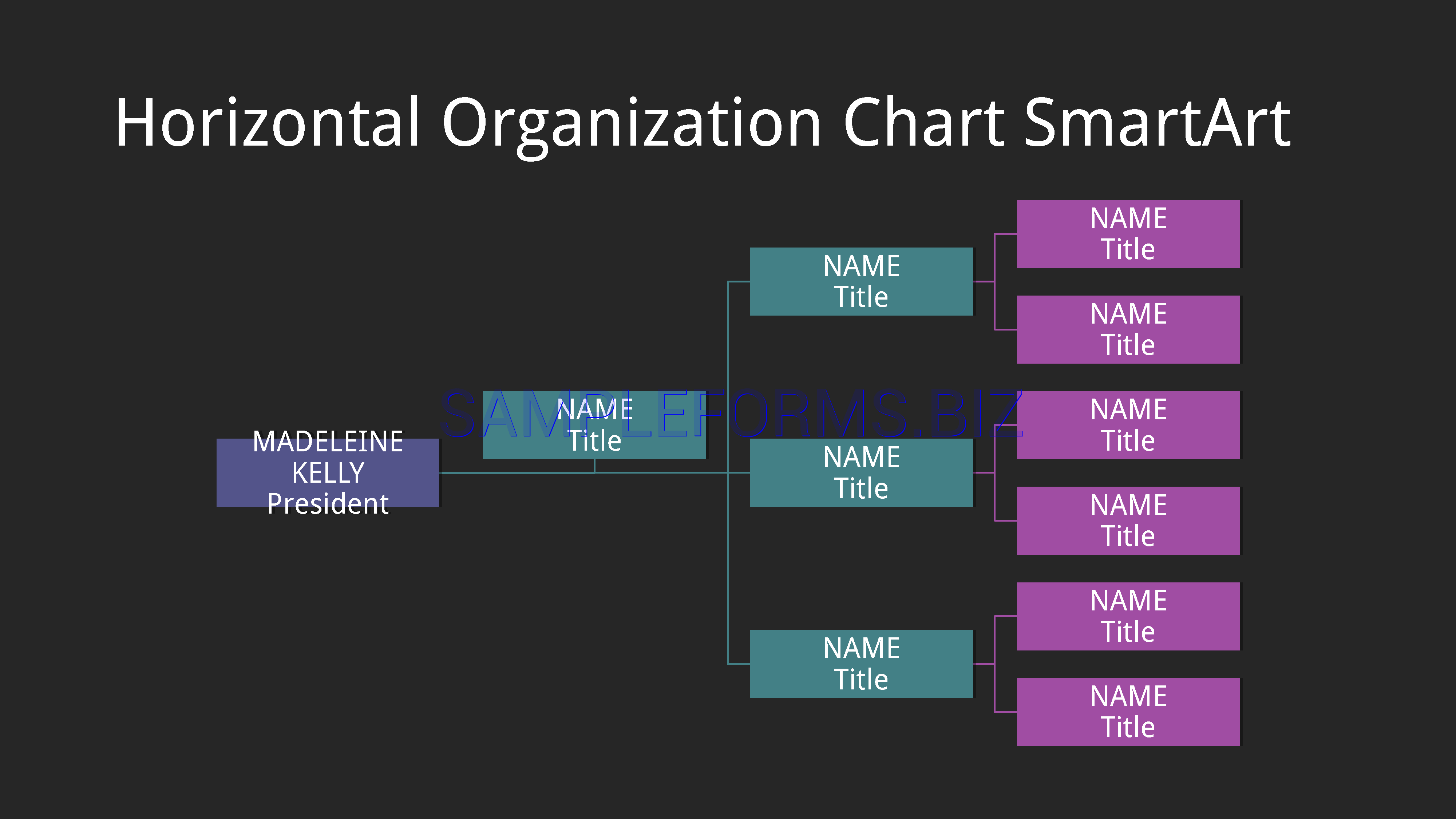 Preview free downloadable Horizontal Organization Chart 3 in PDF (page 1)